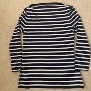 Navy and White Boat Neckline Shirt